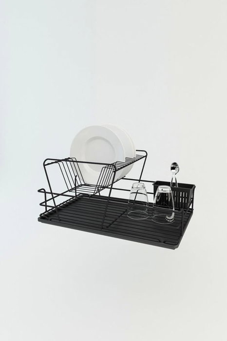 Hermia Escurreplatos SM005-B Metálico Negro 47 x 32 x 24 cm Duradero y Elegante para Cocina