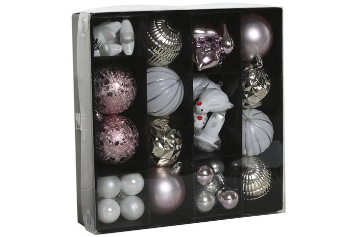 DKD Home Decor Set de 40 Bolas Decorativas Rosa de PVC DKD Home Decor Set de 40 Bolas Decorativas Rosa de PVC
