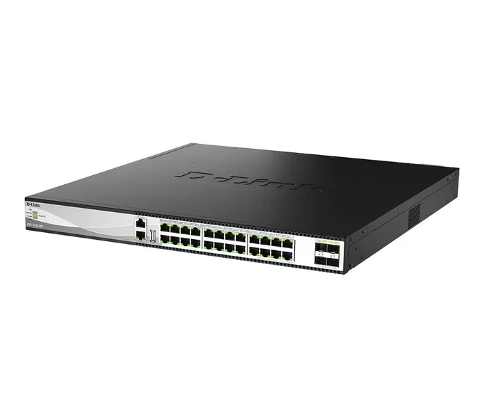 D-Link DXS-3130-28P Switch Gestionado L3 Multi-Gigabit - 24x10G PoE+ (60W) + 4x10/25G SFP28 - Stackable - Para Pymes o Core