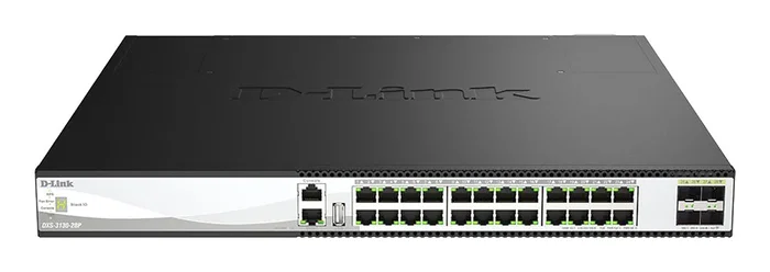 D-Link DXS-3130-28P Switch Gestionado L3 Multi-Gigabit - 24x10G PoE+ (60W) + 4x10/25G SFP28 - Stackable - Para Pymes o Core