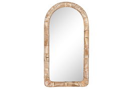 DKD Home Decor Espejo Tropical Ratán y Cristal Natural 7 x 117 x 61.5 cm