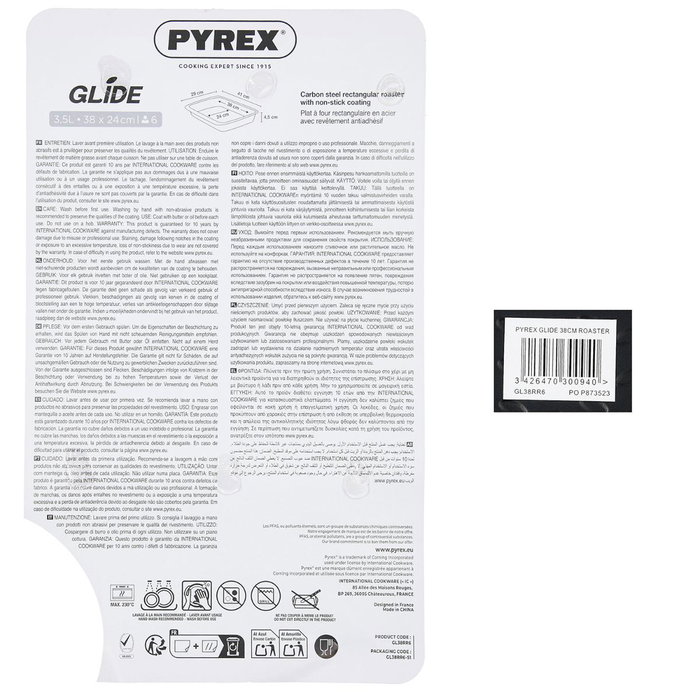 Fuente Rectangular Horno Acero Glide Pyrex® 38x24 cm Fuente Rectangular Horno Acero Glide Pyrex® 38x24 cm