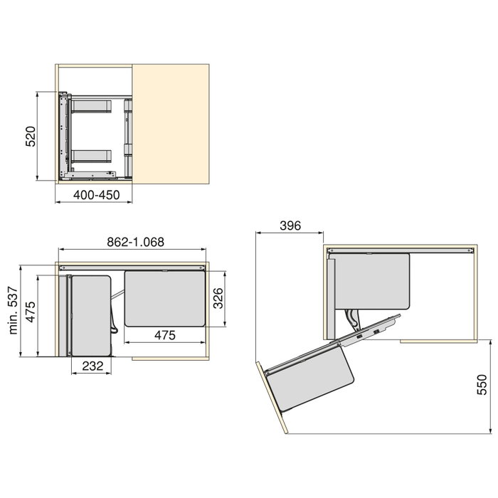 Emuca Rinconero extraíble Harmony para muebles de cocina, Izquierda, Acero y Madera, Gris antracita Emuca Rinconero extraíble Harmony para muebles de cocina, Izquierda, Acero y Madera, Gris antracita