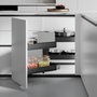 Emuca Rinconero extraíble Harmony para muebles de cocina, Izquierda, Acero y Madera, Gris antracita