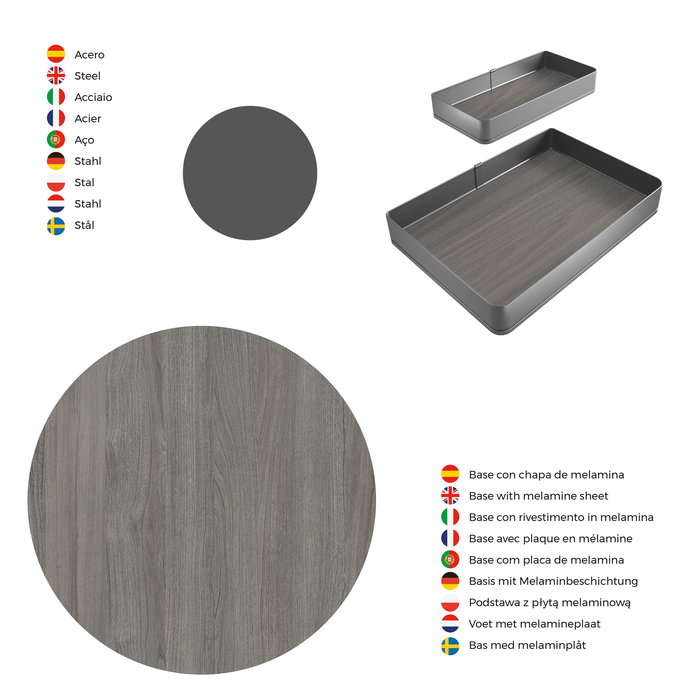 Emuca Rinconero extraíble Harmony para muebles de cocina, Izquierda, Acero y Madera, Gris antracita