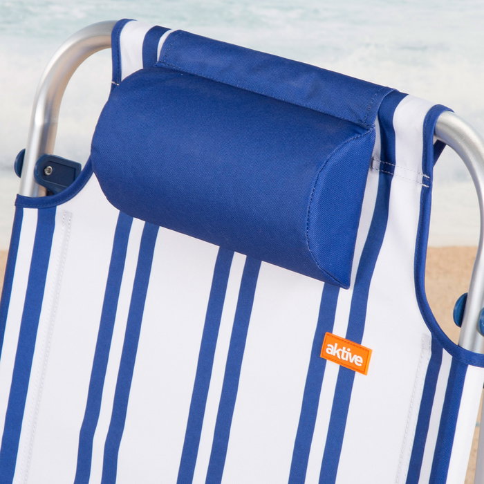 AKTIVE Silla de playa plegable de aluminio con cojín y cinta