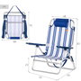 AKTIVE Silla de playa plegable de aluminio con cojín y cinta