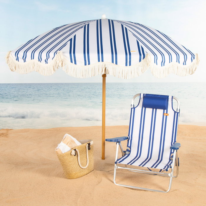AKTIVE Silla de playa plegable de aluminio con cojín y cinta