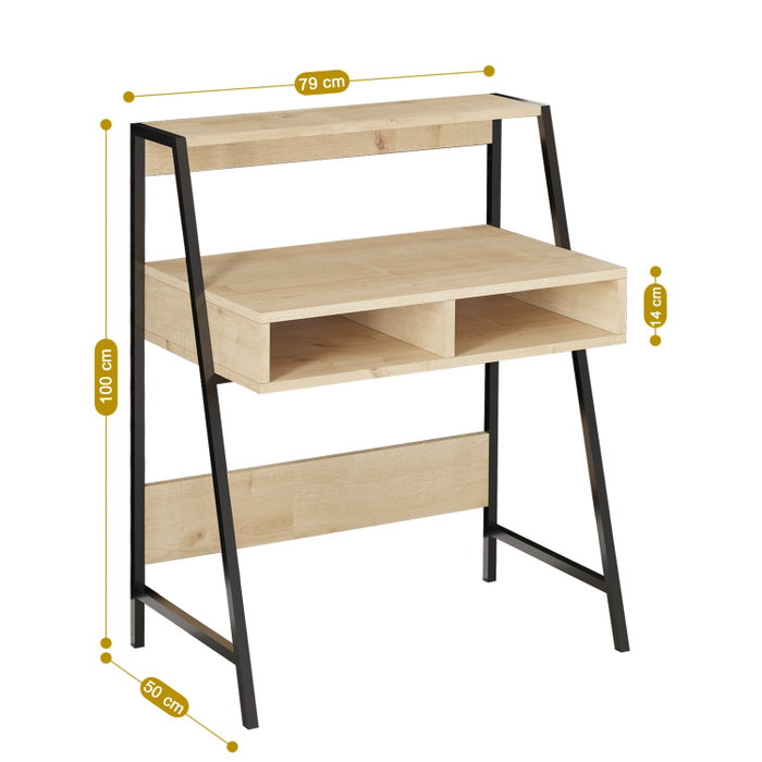 Hanah Home Escritorio de Estudio Sapphire Oak, Black 79x100x50 cm Roble Zafiro y Negro