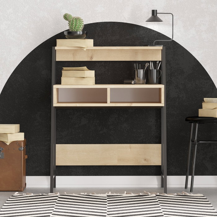 Hanah Home Escritorio de Estudio Sapphire Oak, Black 79x100x50 cm Roble Zafiro y Negro