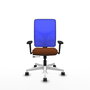 PIQUERAS Y CRESPO Silla de oficina Motilla con mecanismo Sincro/Traslack, Marrón y Azul