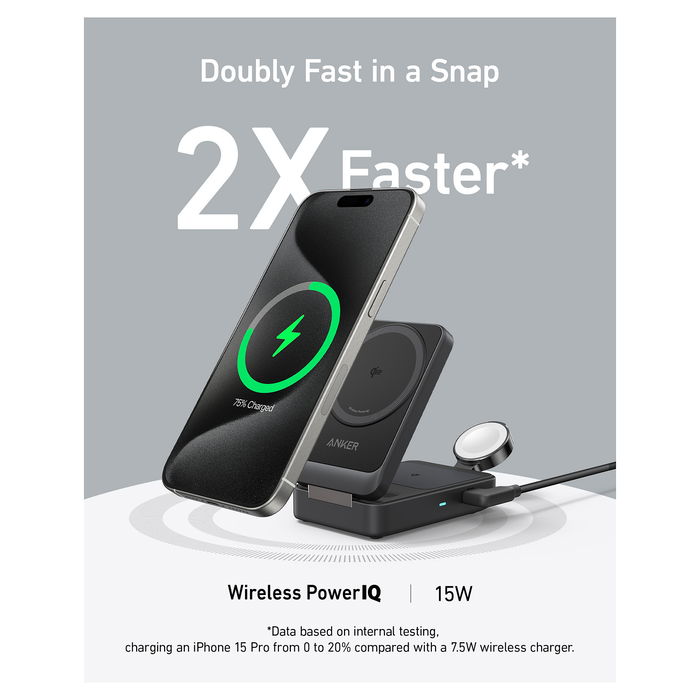 Anker Cargador Inalámbrico MagGo 3 en 1 15W Negro