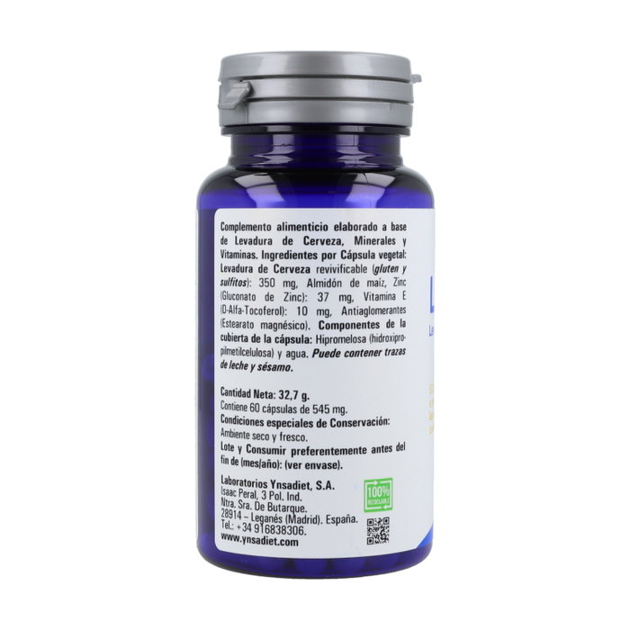YNSADIET LevaZinc Levadura de Cerveza Viva 350mg 60 cápsulas