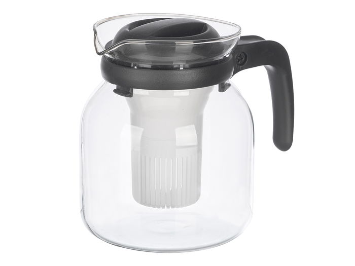 Vivalto Jarra Tetera Asa 1.2 L Vidrio y Plástico Transparente y Negro 17.5x16x12.5 cm (Set de 12)