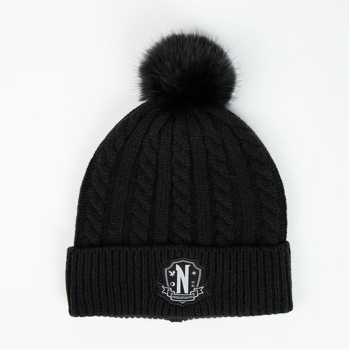 Cerdá Conjunto de Gorro Beanie y Guantes Wednesday Negro