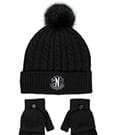 Cerdá Conjunto de Gorro Beanie y Guantes Wednesday Negro