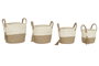 DKD Home Decor Set de 4 Cestas de Maíz Trenzado y Yute con Asas