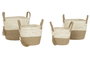 DKD Home Decor Set de 4 Cestas de Maíz Trenzado y Yute con Asas
