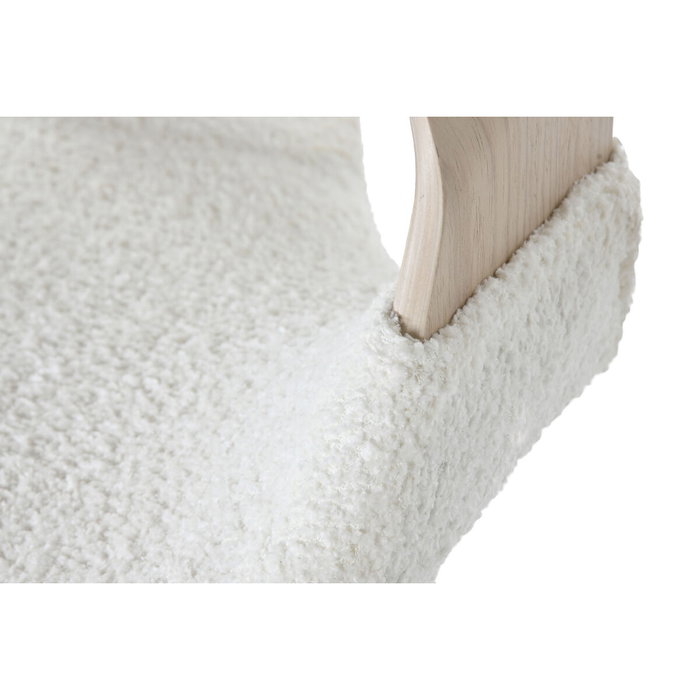 DKD Home Decor Taburete de Madera y Poliéster Blanco