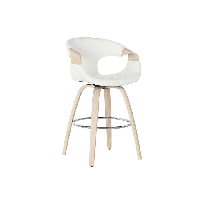 DKD Home Decor Taburete de Madera y Poliéster Blanco
