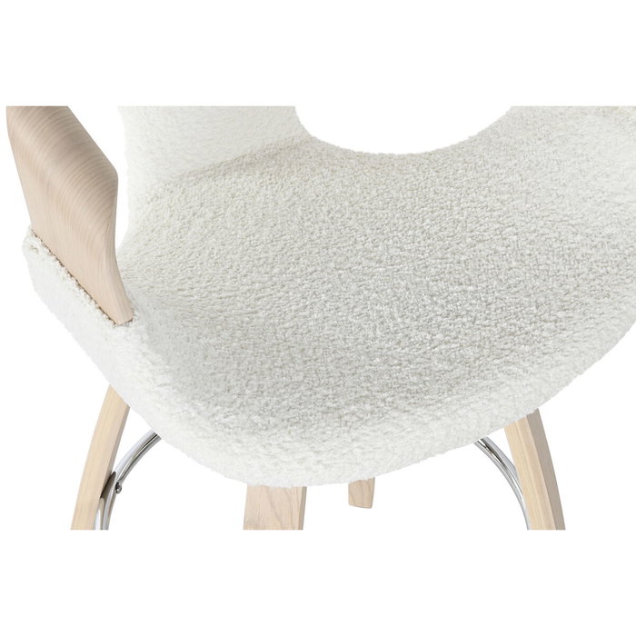 DKD Home Decor Taburete de Madera y Poliéster Blanco