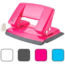 KANGARO Taladro Aion Metálico con Guía y Bandeja Extraíble, Capacidad 10 Hojas, Colores Surtidos (Fucsia, Negro, Azul, Blanco) - Ref: Aion 10 G