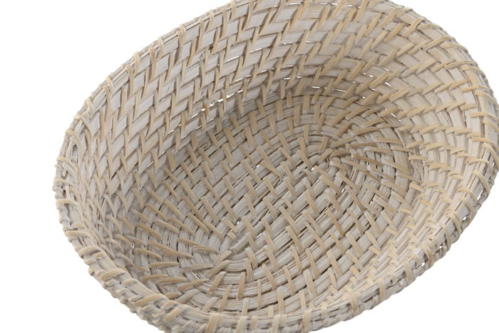 DKD Home Decor Set de 2 Cestas de Bambú y Ratán Blanco y Natural