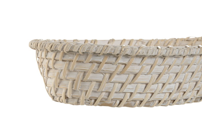 DKD Home Decor Set de 2 Cestas de Bambú y Ratán Blanco y Natural