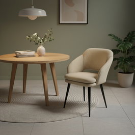 BORDECOR Silla Mensa en tela beige y patas negras