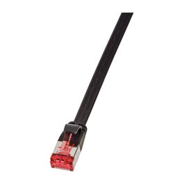 LogiLink Patch Cable Flat Cat.6A Shielded 0,25m negro