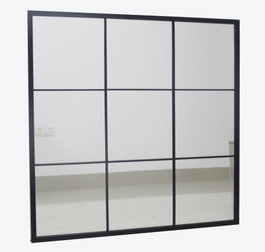 DKD Home Decor Espejo Ventana de Hierro y Cristal Negro 90x90 cm