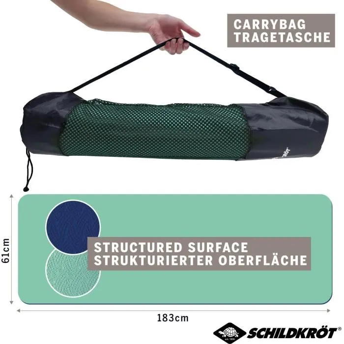 Schildkrot AUC4000885600674 Estera de Yoga Bicolor, Sin PVC, Antideslizante, Azul Marino/Menta - 180 x 61 cm