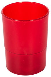 Porta Lapices Plastico Redondo Traslucido Rojo