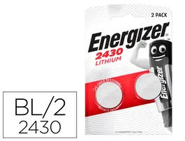 Energizer Pila de Litio Botón CR2430, 3V, Blister de 2 Unidades, para Relojes, Llaveros y Dispositivos Médicos