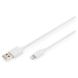 Digitus - Cable USB 2.0 A a Lightning, Certificado MFI, Carga y Datos, 2 Metros, Blanco