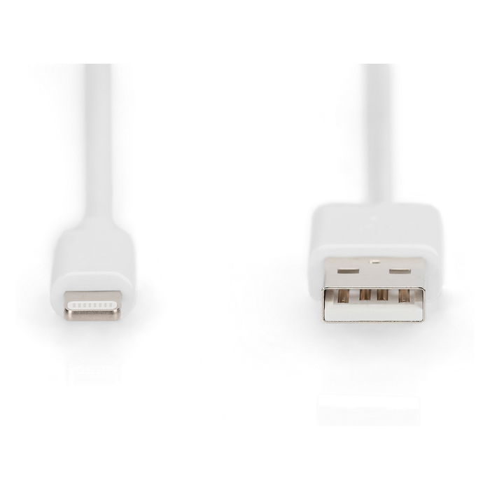 Digitus - Cable USB 2.0 A a Lightning, Certificado MFI, Carga y Datos, 2 Metros, Blanco