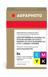 Agfa Photo PGI-570 PGBK XL + CLI-571XLBK, C, M, Y Multipack Negro/Cian/Magenta/Amarillo/Negro (Foto)