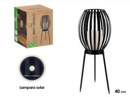 IBERGARDEN Portavelas tiras luz LED solar negro + Blanco