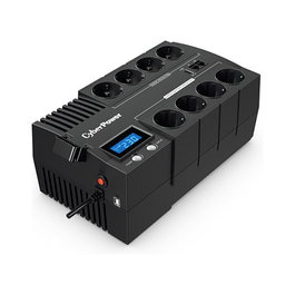 CyberPower SAI Interactivo en Línea BR1200ELCD, 1200VA/720W, 8 Salidas Schuko, AVR, LCD, Protección Teléfono/Red, Formato Bloque, Color Negro