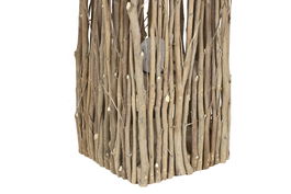 DKD Home Decor Lámpara Pie Cottage Marron Oscuro Mimbre Paulownia 18 x 155 x 18 cm (4 Unidades)