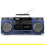Medion LIFE® P66538 Boombox Retro Azul con Radio DAB+, Bluetooth 5.3, USB, Karaoke, CD, Cassette y Altavoces (20 W)