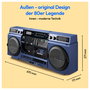 Medion LIFE® P66538 Boombox Retro Azul con Radio DAB+, Bluetooth 5.3, USB, Karaoke, CD, Cassette y Altavoces (20 W)