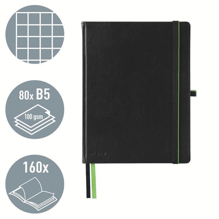 Leitz Cuaderno Encolado Complete Tapa Dura Negro 80 Hojas Cuadro 5 mm Leitz Cuaderno Encolado Complete Tapa Dura Negro 80 Hojas Cuadro 5 mm