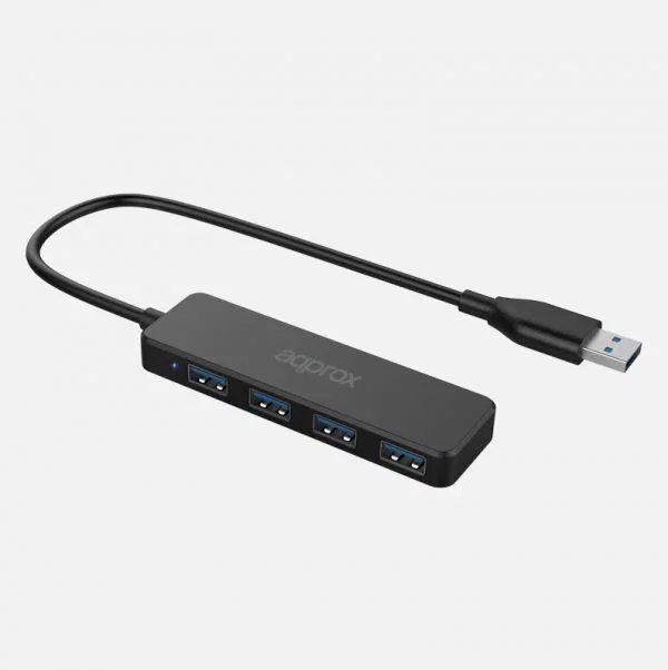 Approx APPC49 Hub USB 4 Puertos USB 3.2 Gen 2 (5 Gbps) Tipo A Negro para PC