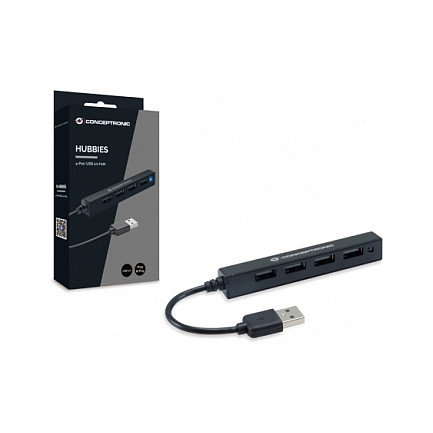 Conceptronic Hub USB 2.0 de 4 Puertos Negro Conceptronic Hub USB 2.0 de 4 Puertos Negro
