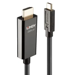 Lindy 43315 Adaptador Cable USB-C a HDMI 5m, 4K 60Hz UHD HDR 18 Gbps, HDMI 2.0, Macho-Macho, Negro