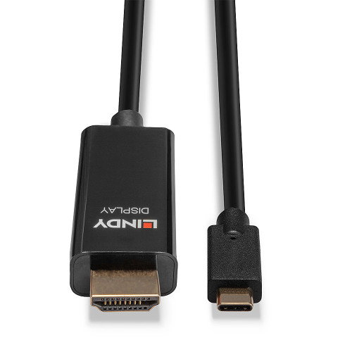 Lindy Adaptador de Cable de Vídeo USB-C a HDMI 5 Metros Estándar Negro 43315