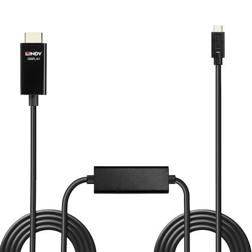 Lindy Adaptador de Cable de Vídeo USB-C a HDMI 5 Metros Estándar Negro 43315