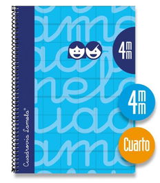 Lamela Cuaderno Espiral 80H 4º 70 gr Cuadrovía 4 mm C- Margen Cubierta Extradura Azul Pack 5U