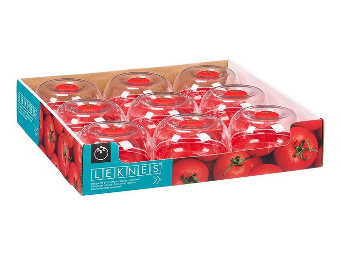 Leknes Recipiente Mantenimiento Tomate 11x11x7 cm Plastico PS Rojo Transparente (Set de 36)